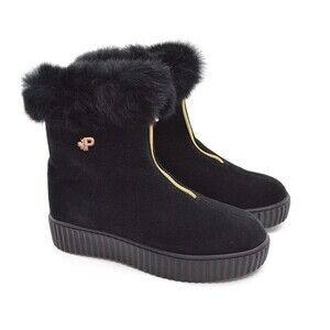 Pajar Celia Shealing Black Suede Winter Boots 7 M New